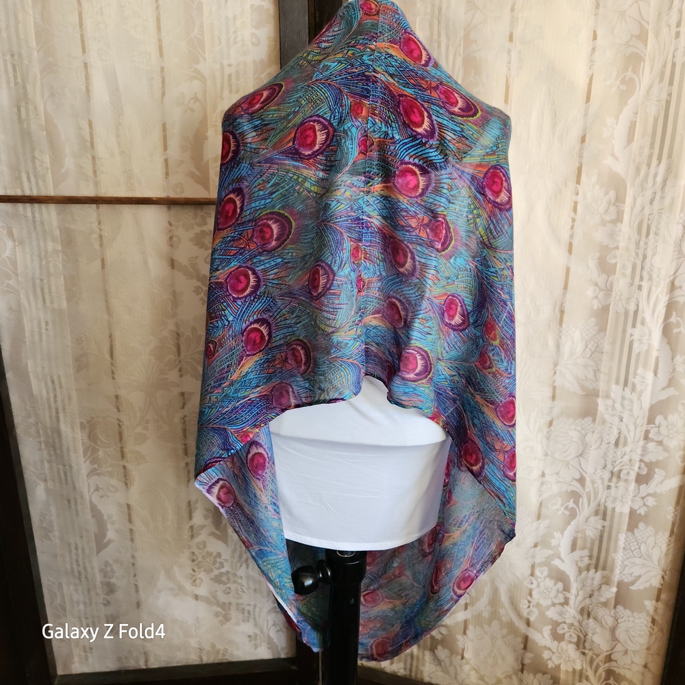 Source Unknown Multicolor Peacock Feather Scarf